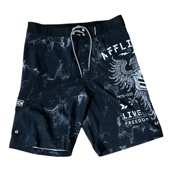 Affliction black and white board shorts size 34 - Picture 4 of 11